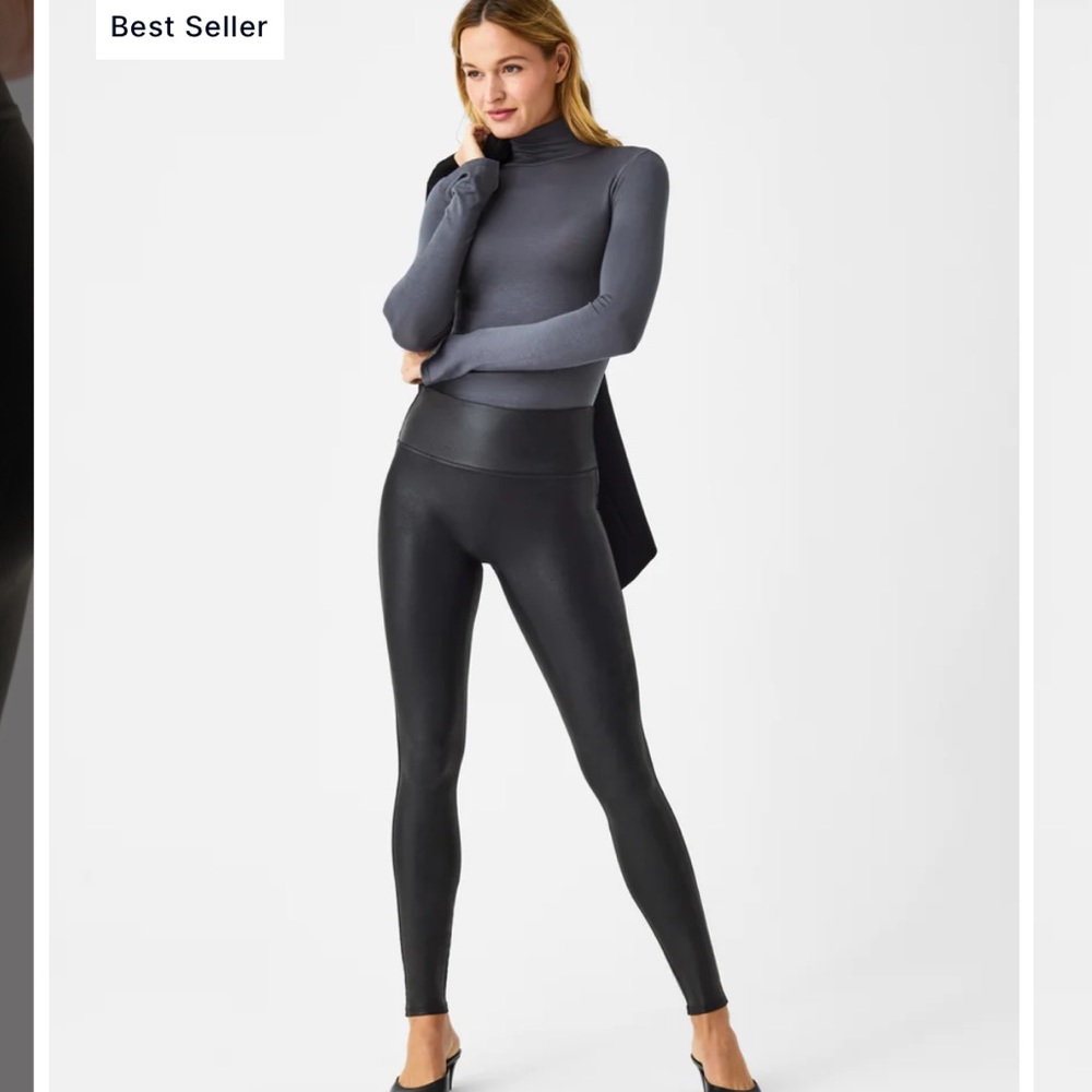 Spanx vegan leather leggings- L